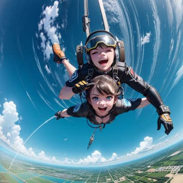 A couple of people that are in the air A couple of people that are in the air