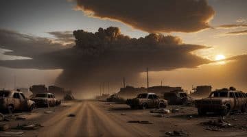 A group of cars parked on top of a dirt road A group of cars parked on top of a dirt road