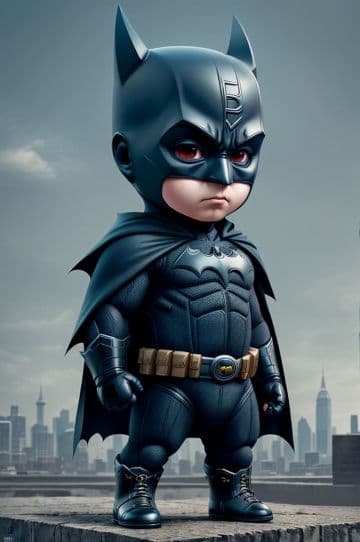 A little boy dressed as batman standing on a ledge A little boy dressed as batman standing on a ledge