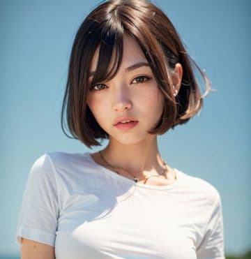 A woman with a short haircut and a white shirt A woman with a short haircut and a white shirt