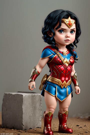 A toy of a girl dressed as a wonder woman A toy of a girl dressed as a wonder woman