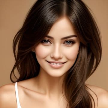 A digital painting of a woman with long brown hair A digital painting of a woman with long brown hair