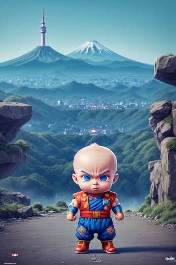 A cartoon character standing in the middle of a road A cartoon character standing in the middle of a road