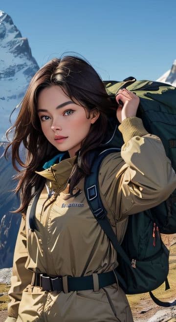 A woman with a backpack is posing for a picture A woman with a backpack is posing for a picture