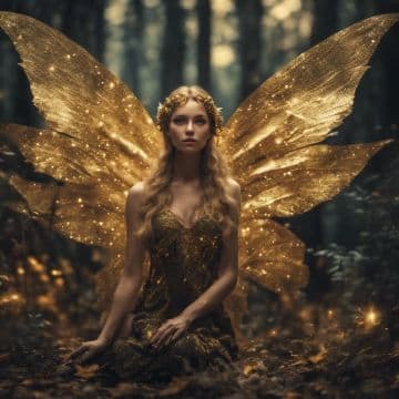 A woman dressed as a fairy sitting in the woods A woman dressed as a fairy sitting in the woods