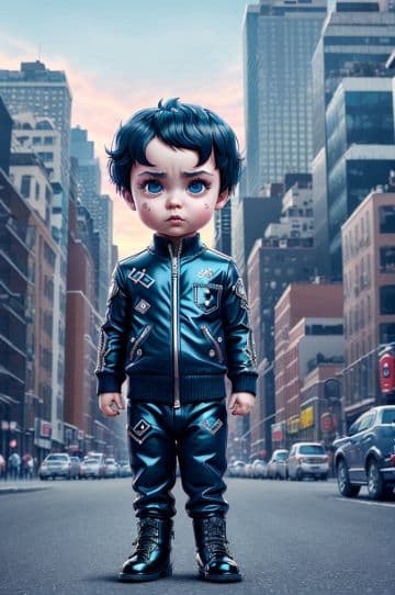 A digital painting of a boy in a leather outfit A digital painting of a boy in a leather outfit