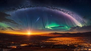 An aurora bore over a city at night An aurora bore over a city at night