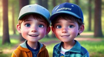 A couple of young boys standing next to each other A couple of young boys standing next to each other