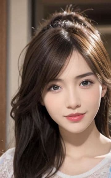 A woman with long hair wearing a white shirt A woman with long hair wearing a white shirt