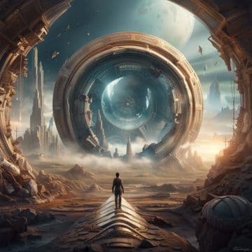 A man standing in front of a futuristic city A man standing in front of a futuristic city