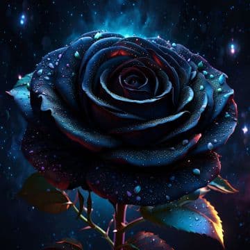 A blue rose with water droplets on it A blue rose with water droplets on it