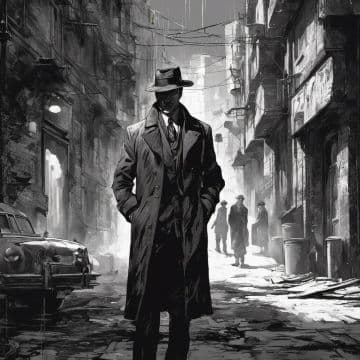 A man in a trench coat and hat walking down a street A man in a trench coat and hat walking down a street