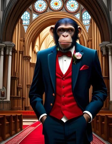 A monkey dressed in a suit and bow tie A monkey dressed in a suit and bow tie