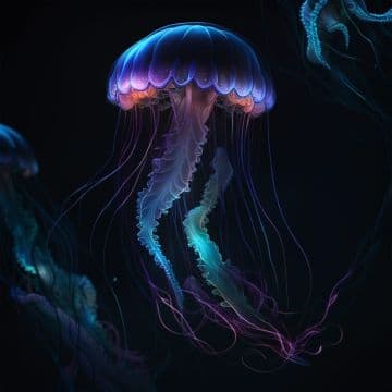 A group of jellyfish swimming in the ocean A group of jellyfish swimming in the ocean