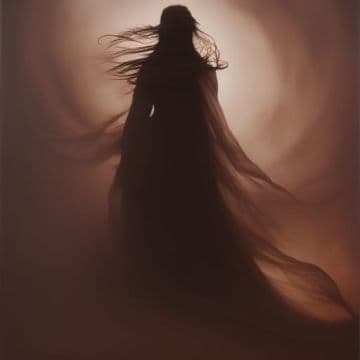 A woman with long hair standing in front of a light A woman with long hair standing in front of a light