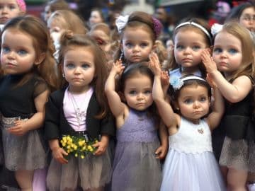 A group of little girls standing next to each other A group of little girls standing next to each other