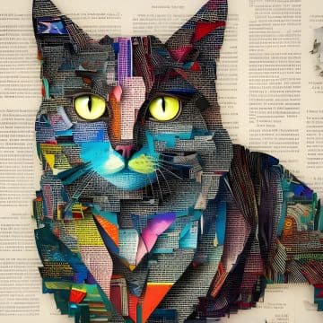 A collage of a cat made out of books A collage of a cat made out of books