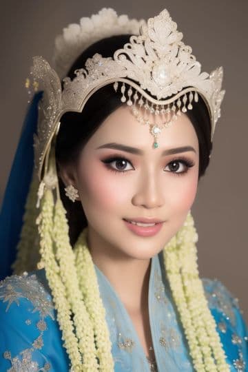 A woman in blue Kebaya Sunda and a tiara A woman in blue Kebaya Sunda and a tiara