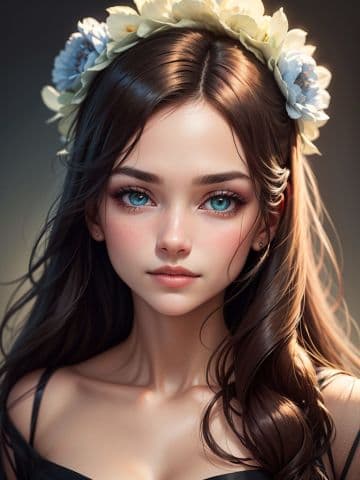 A girl with a flower crown on her head A girl with a flower crown on her head