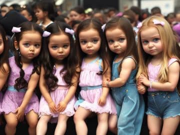 A group of little girls standing next to each other A group of little girls standing next to each other