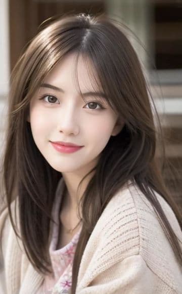 A woman with long hair and a sweater A woman with long hair and a sweater