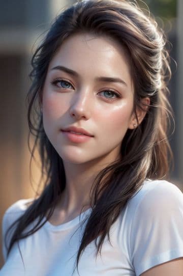 A woman with long hair and a white shirt A woman with long hair and a white shirt