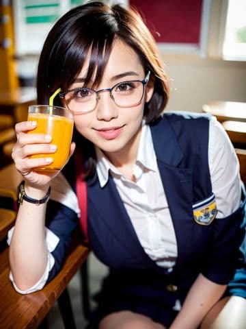 A woman holding a glass of orange juice A woman holding a glass of orange juice