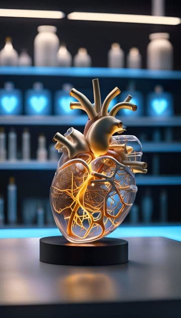 A model of a human heart on a table A model of a human heart on a table