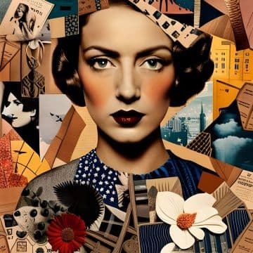 A collage of a woman's face surrounded by pictures A collage of a woman's face surrounded by pictures