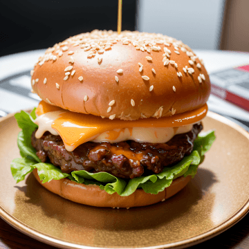 A cheeseburger with lettuce and tomato on a plate A cheeseburger with lettuce and tomato on a plate
