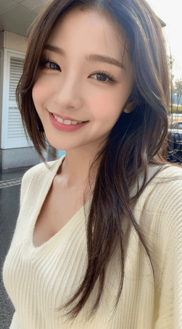 A woman with long brown hair and a white sweater A woman with long brown hair and a white sweater