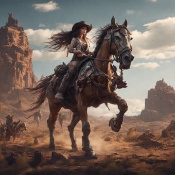 A woman riding on the back of a brown horse A woman riding on the back of a brown horse