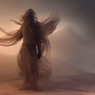 A woman in a flowing dress in the desert A woman in a flowing dress in the desert